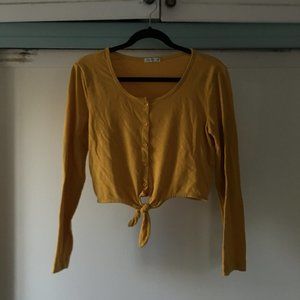 Yellow Long Sleeved Crop Top